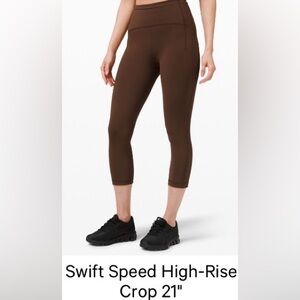 Lululemon Swift High-Rise Crop 21” Brown Active Leggings
